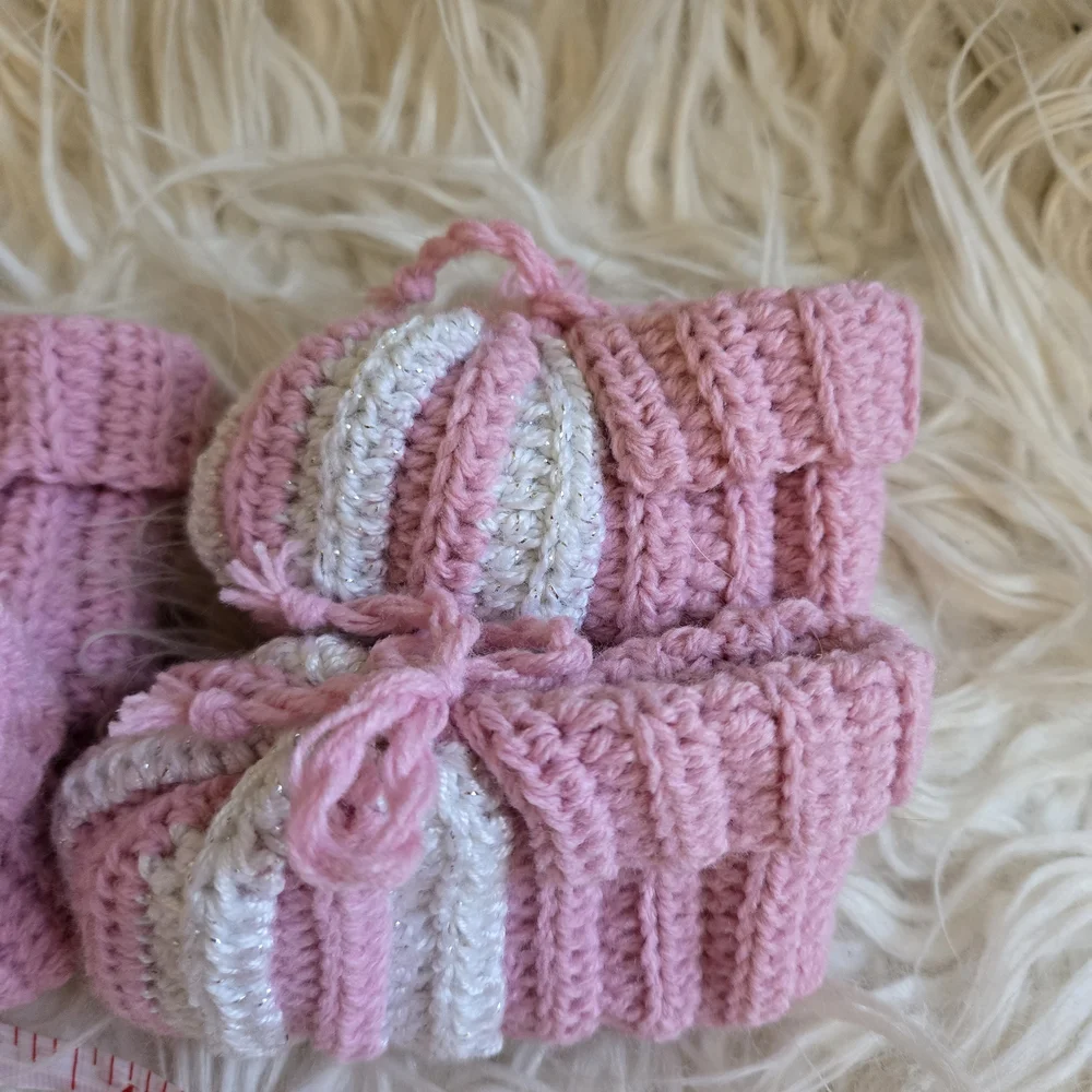 Pink and Purple Handmade Knitted Baby Booties